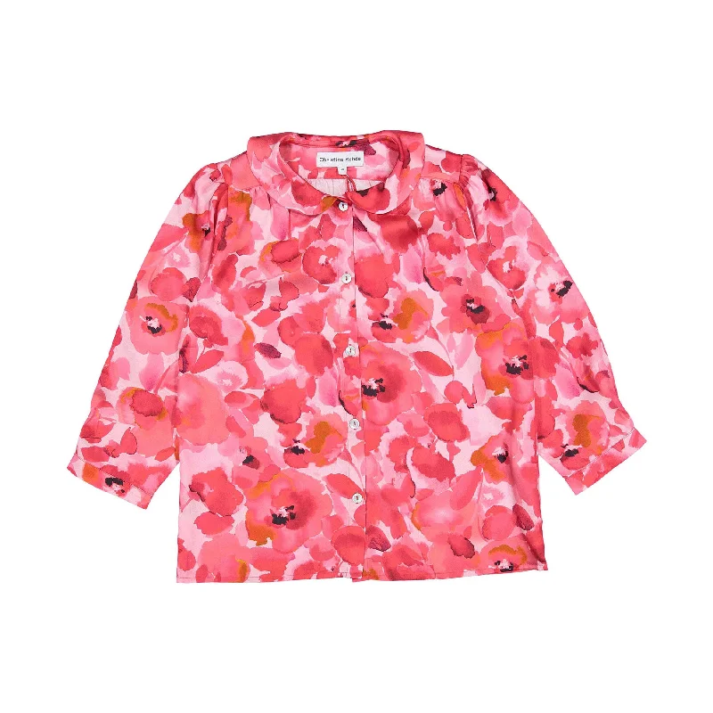 Christina Rohde Bright Pink Floral Blouse Modern Work Blouse