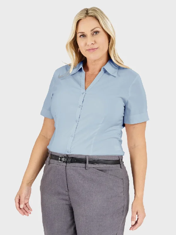 Ladies' Perfect Blouse Short Sleeve - Ice Blue Flowy Bohemian Blouse