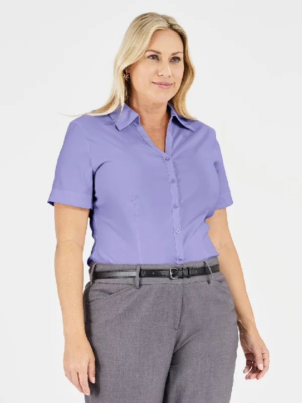Ladies' Perfect Blouse Short Sleeve - Lavender Ruched Sleeve Blouse