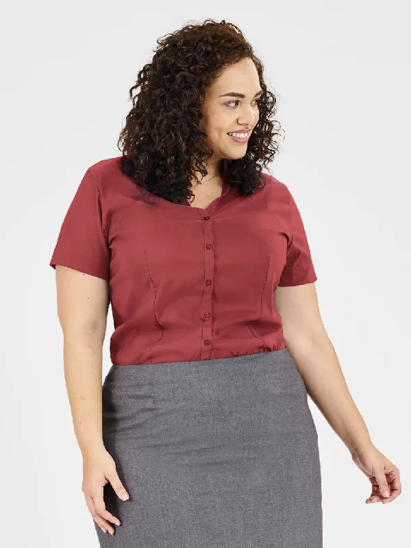 Ladies' Perfect Blouse Short Sleeve - Sunset Red Smart Business Blouse