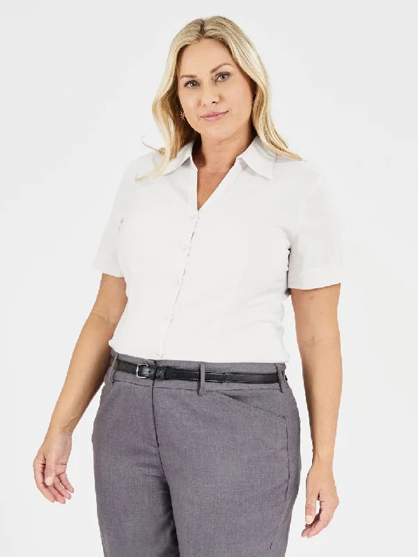 Ladies' Perfect Blouse Short Sleeve - White Versatile Layering Blouse