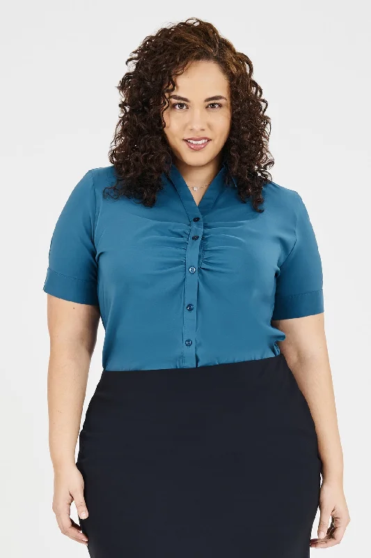 Ladies' Victoria Blouse - Aquamarine Bell Sleeve Blouse
