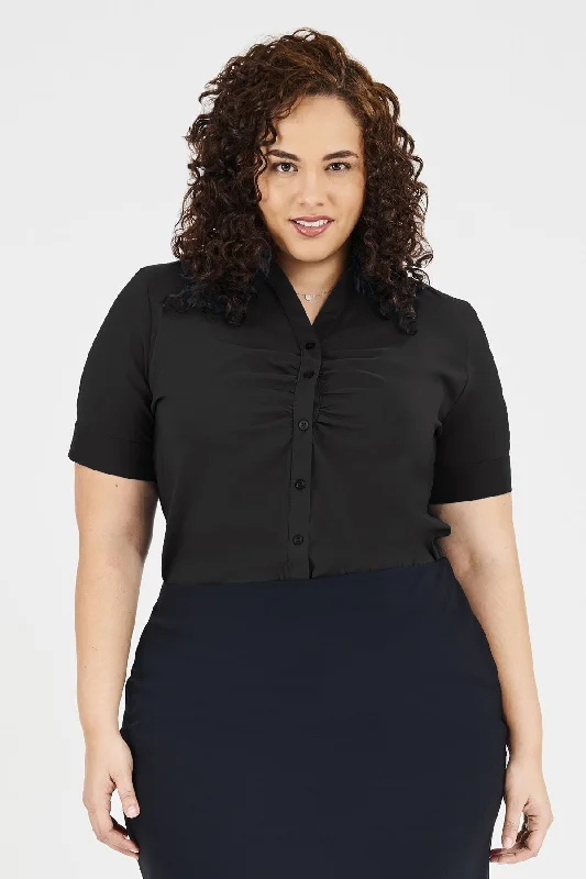 Ladies' Victoria Blouse - Black Slim Fit Blouse