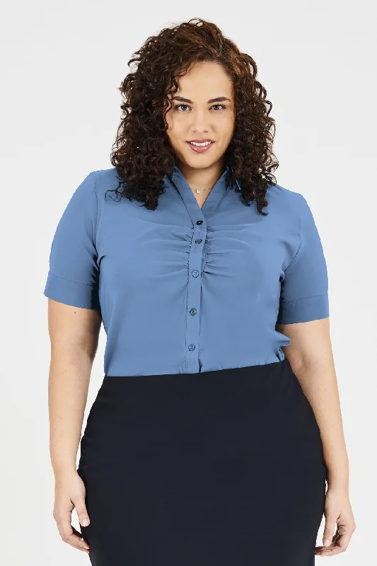 Ladies' Victoria Blouse - Peri Blue Chic Square Blouse