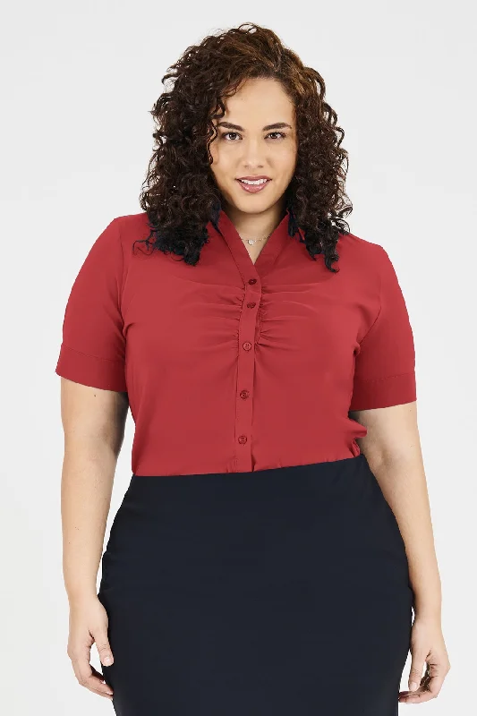 Ladies' Victoria Blouse - Sunset Red Peter Pan Collar Blouse