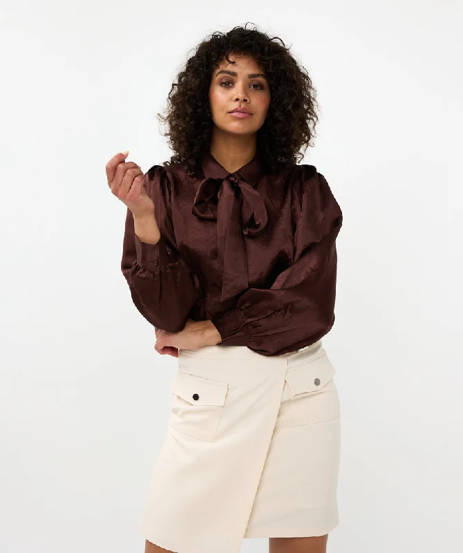 Crushed Satin  Blouse Office Formal Blouse
