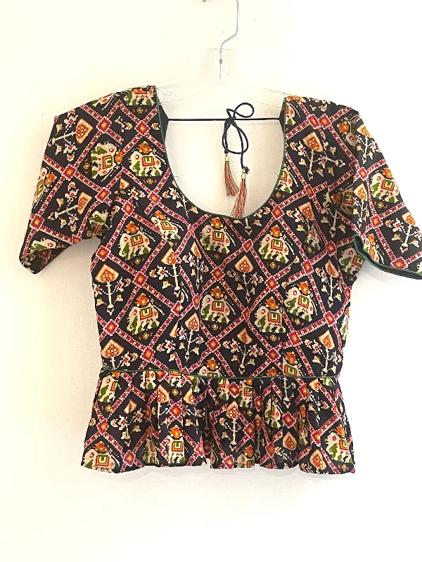 Custom Made Patola silk Blouses High Neck Blouse