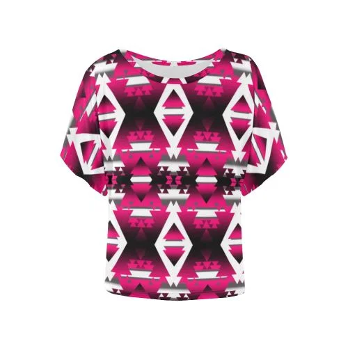Dark Sunset Winter Camp Women's Batwing-Sleeved Blouse T shirt Off-Shoulder Wrap Blouse Dark Sunset Winter Camp Women's Batwing-Sleeved Blouse T shirt Off-Shoulder Wrap Blouse