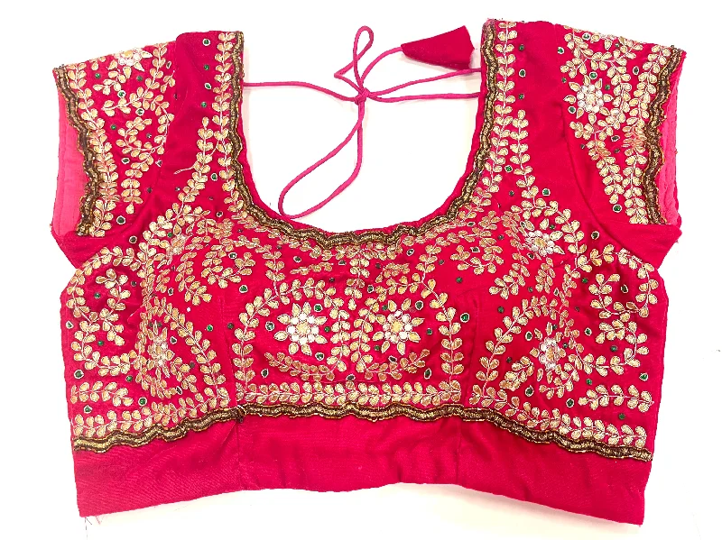Velevet Gottapati Designer Handmade Blouse - Pink Airy Cotton Blouse