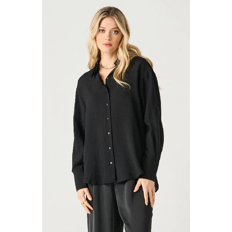 Dex Black Tape Flowy Satin Blouse Sweetheart Neck Blouse