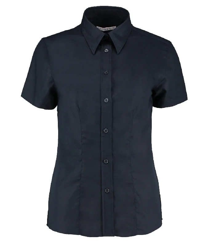 French Navy - Women's workplace Oxford blouse short-sleeved (tailored fit) Pleated Collar Blouse French Navy - Women's workplace Oxford blouse short-sleeved (tailored fit) Pleated Collar Blouse