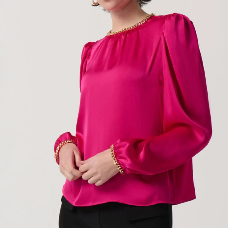 Joseph Ribkoff chain detail pink blouse Textured Cotton Blouse