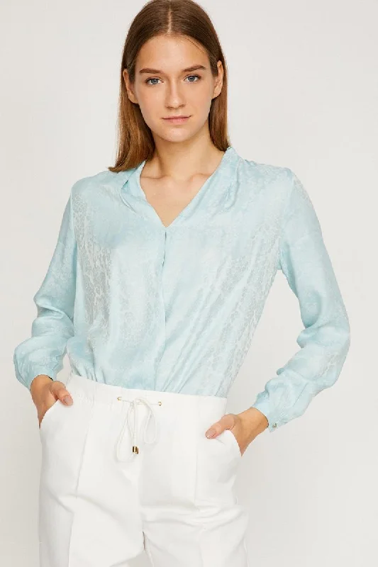 Women Green V Collar Blouse Loose Oversized Blouse
