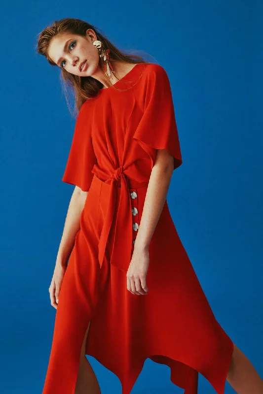 Women Red Blouse Floral Chiffon Blouse