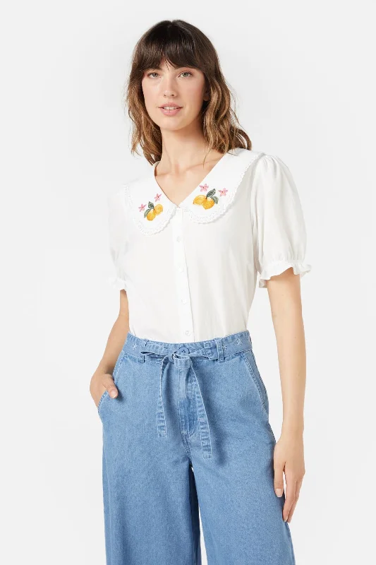 Lemonade Emb Blouse Lightweight Linen Blouse