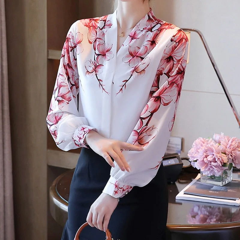 Women flower shirts Chiffon Blouse Modern Oversized Blouse