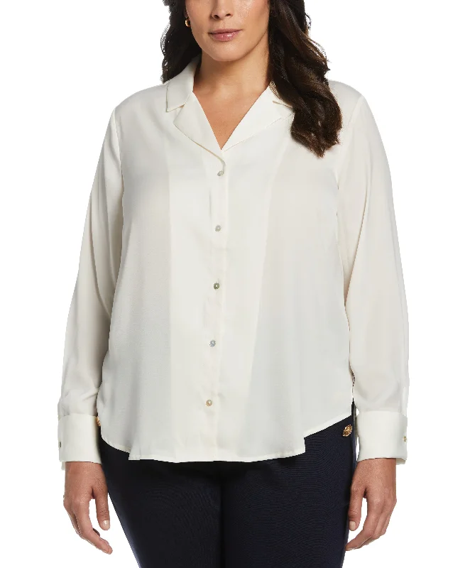 Plus Size Notch Collar Blouse Sleeveless Summer Blouse
