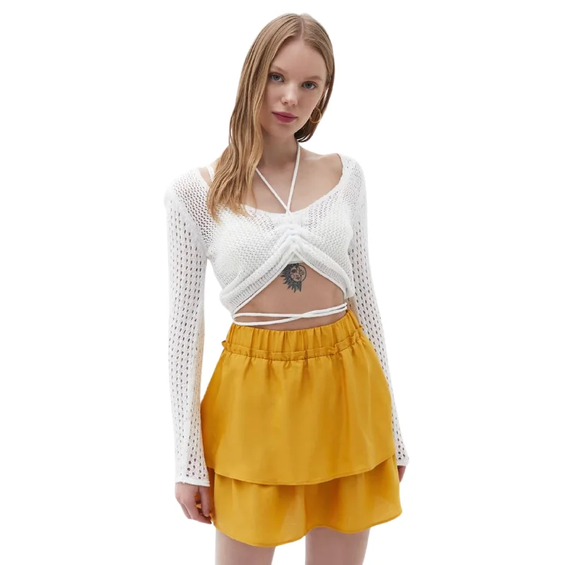 OXXO - Knitwear blouse with Hemstitch Detail Silky Draped Blouse