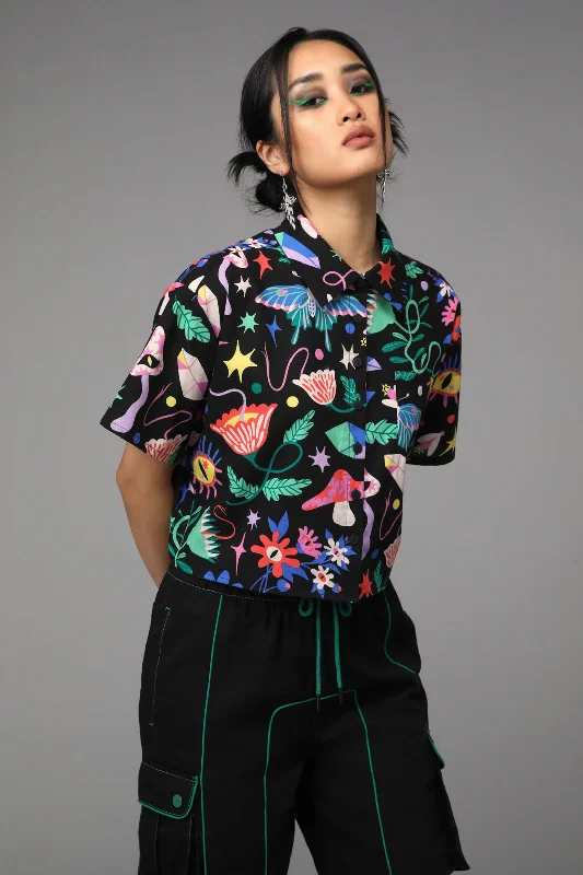 Plantistry Print Blouse Feminine Pastel Blouse