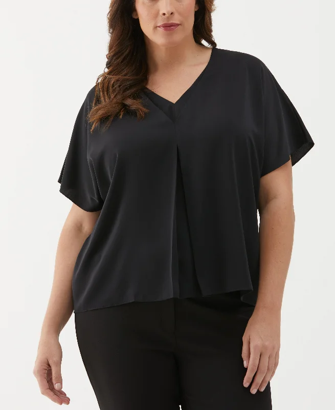 Plus Size Layered Dolman Sleeve Blouse Chic Off-Shoulder Blouse