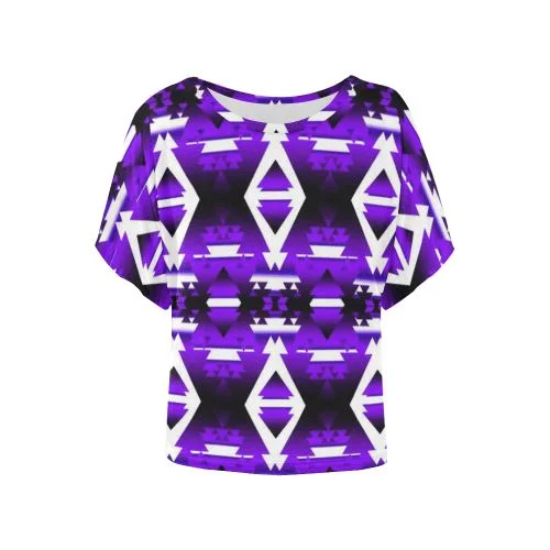 Moon Shadow Winter Camp Women's Batwing-Sleeved Blouse T shirt Office-Ready Blouse