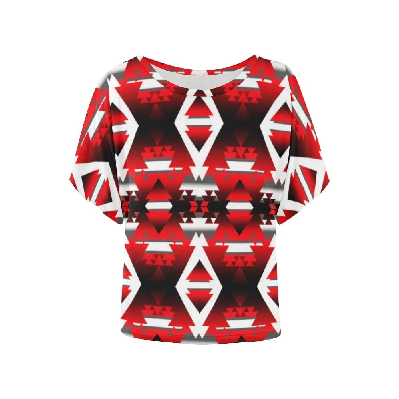 Sierra Winter Camp Women's Batwing-Sleeved Blouse T shirt Satin Long Blouse