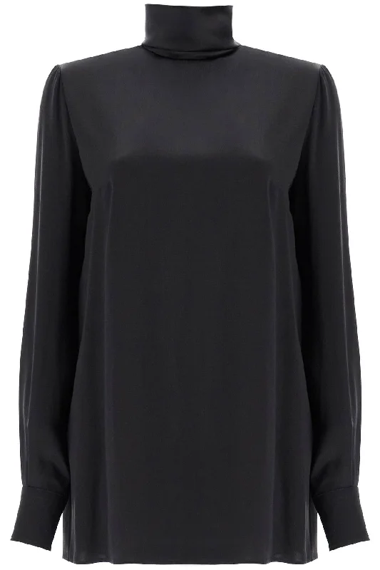 Silk Satin Blouse Casual Button Blouse