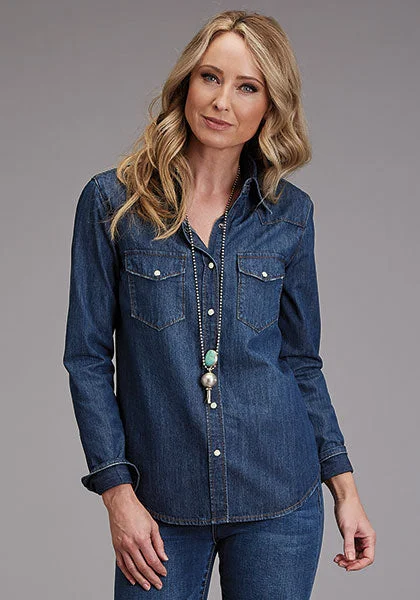 Stetson Women's Blue Denim Blouse Lightweight Tunic Blouse