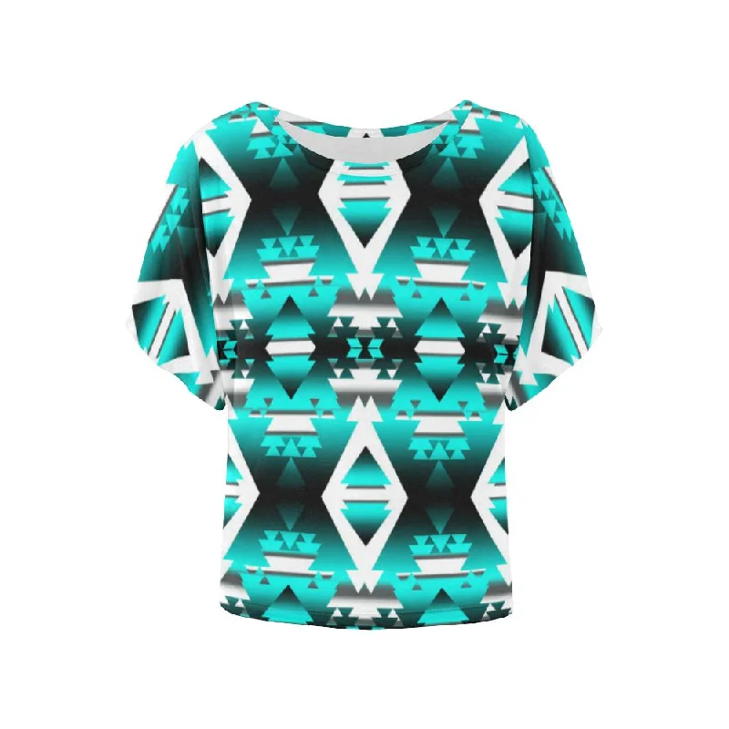 Deep Lake Winter Camp Women's Batwing-Sleeved Blouse T shirt Modern Oversized Blouse Deep Lake Winter Camp Women's Batwing-Sleeved Blouse T shirt Modern Oversized Blouse