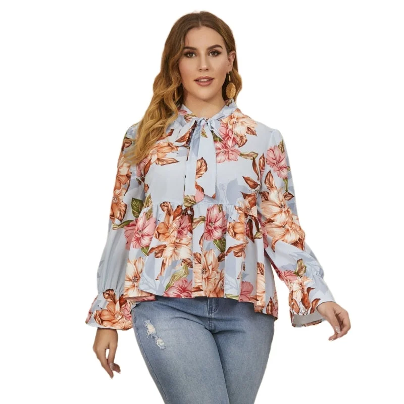 VORE Women's Elegant Fine Fashion Premium Top Quality Stylish Plus Size Puff Flare Long Sleeve Blouse Top Polished Work Blouse