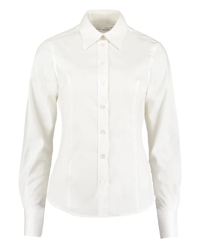 White* - Women's corporate Oxford blouse long-sleeved (tailored fit) Business Casual Blouse