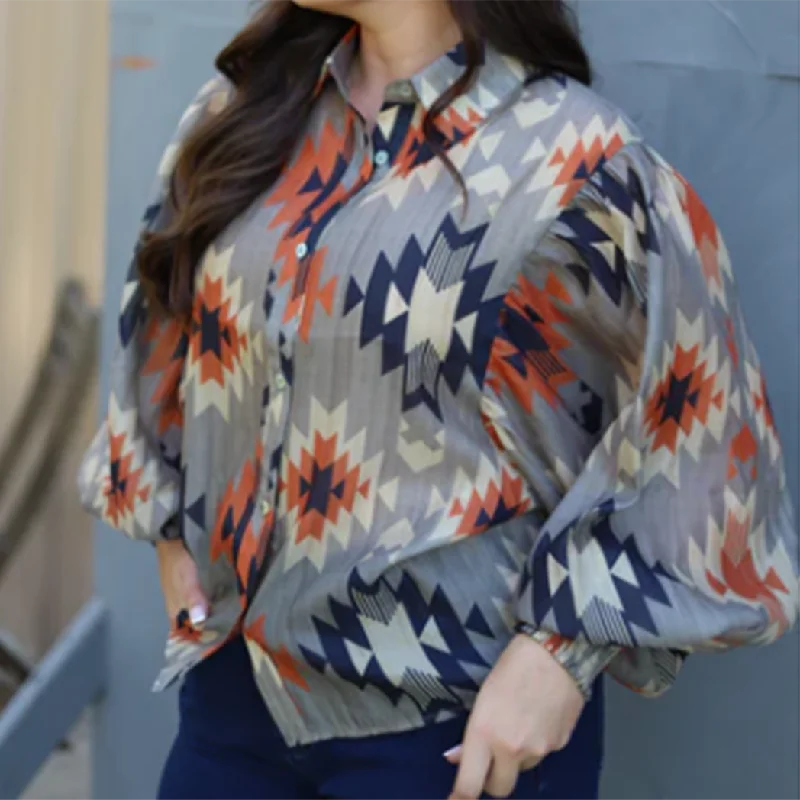 Aztec Blouse Double-Layered Blouse
