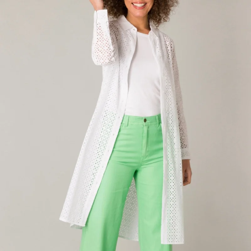 Yest long white detail blouse Subtle Shimmer Blouse