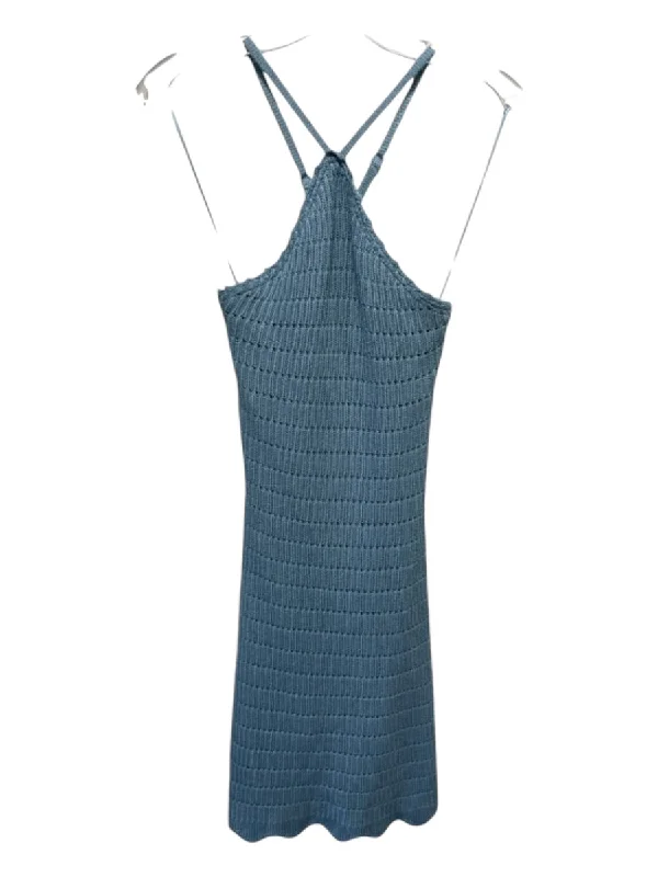 Altar'd State Size S Blue Nylon & Acrylic High Neck Sleeveless Mini Dress Comfortable Fit-and-Flare Mini Dress Altar'd State Size S Blue Nylon & Acrylic High Neck Sleeveless Mini Dress Comfortable Fit-and-Flare Mini Dress