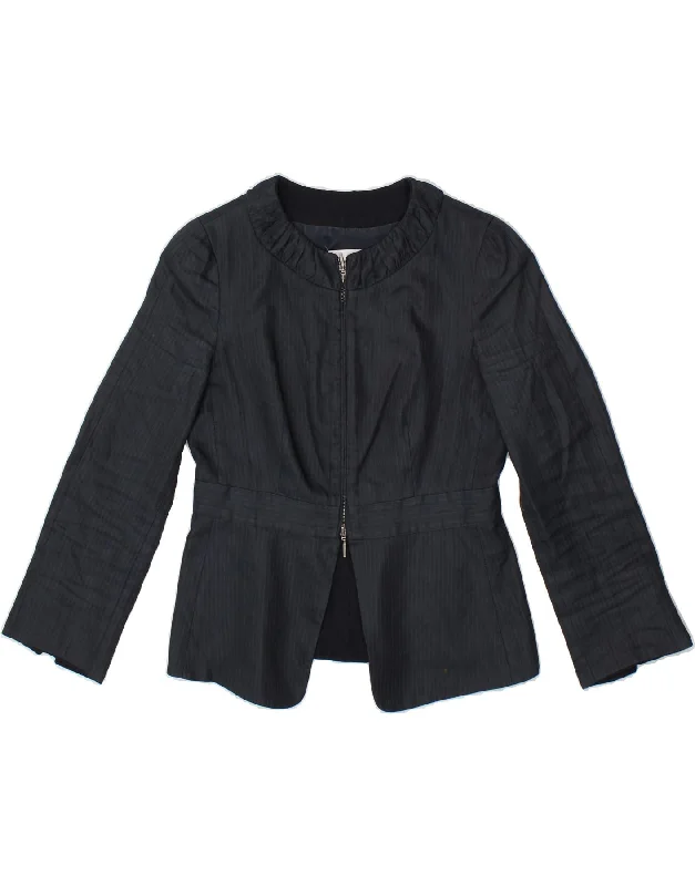 ARMANI COLLEZIONI Womens Blazer Jacket EU 40 Medium Navy Blue Pinstripe One-Shoulder Jacket Off-the-Shoulder Jacket Asymmetrical Jacket ARMANI COLLEZIONI Womens Blazer Jacket EU 40 Medium Navy Blue Pinstripe One-Shoulder Jacket Off-the-Shoulder Jacket Asymmetrical Jacket