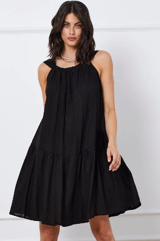Black Mini Dress Sleeveless Trendy Lace Mini Dress
