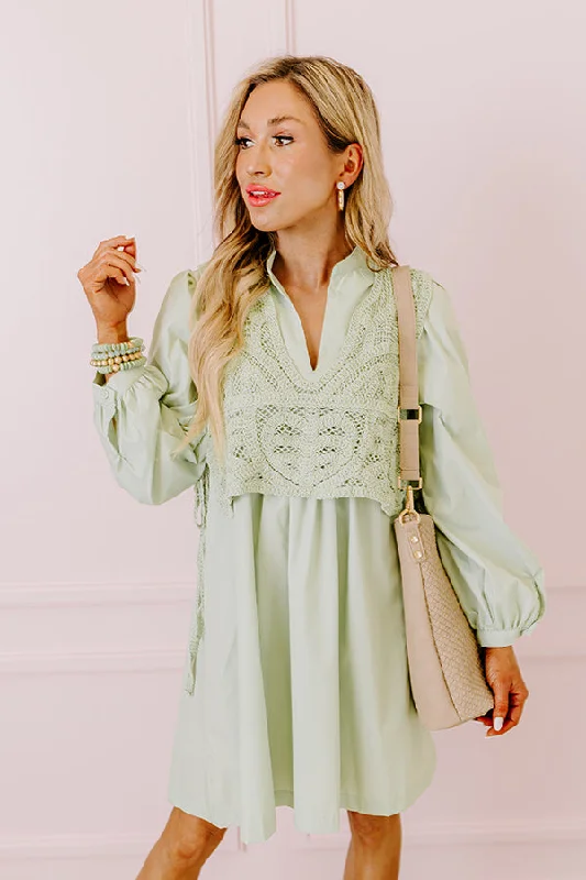 Boho Belle Two Piece Mini Dress in Pear Chic Bohemian Mini Dress