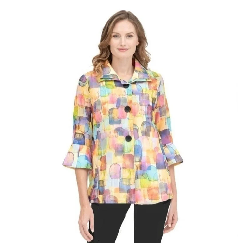 Damee Modern Watercolor Art Inspired Pastel-Print Jacket - 4889 Bomber Jacket Anorak Windbreaker Damee Modern Watercolor Art Inspired Pastel-Print Jacket - 4889 Bomber Jacket Anorak Windbreaker