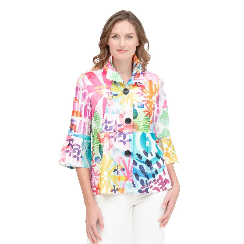 Damee Abstract Vibrant Watercolor-Print Jacket - 4868-PNK - Size XS & XXL Only! Welt Pockets Slit Pockets Flap Pockets Damee Abstract Vibrant Watercolor-Print Jacket - 4868-PNK - Size XS & XXL Only! Welt Pockets Slit Pockets Flap Pockets
