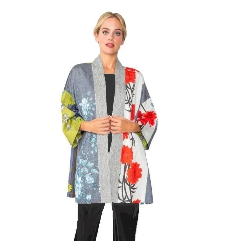 IC Collection Bold Floral Open Front Jacket in Red/Multi - 6170J Hoodie Zip-Up Jacket Button-Up Jacket IC Collection Bold Floral Open Front Jacket in Red/Multi - 6170J Hoodie Zip-Up Jacket Button-Up Jacket