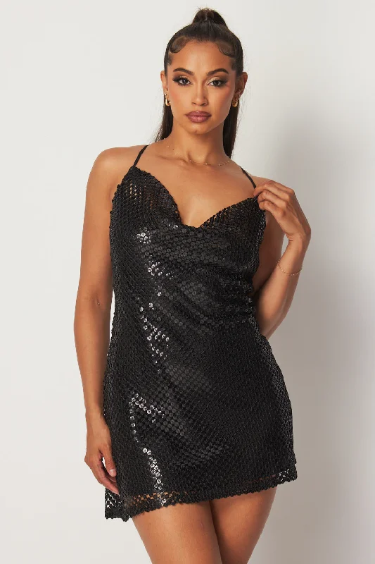 Marcella Cross Back Sequin Mini Dress Trendy Floral Mini Dress