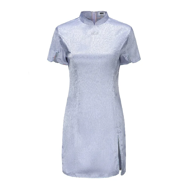 Cloud Blue Noma Brocade Mini Dress Casual Mini Dress with Pockets