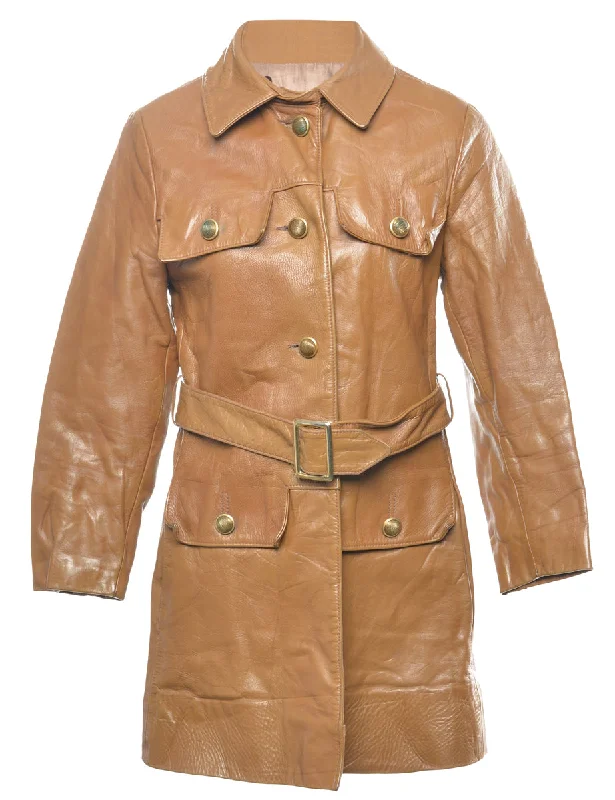 Double Breasted Brown Leather Jacket - S Plaid Jacket Tartan Jacket Houndstooth Jacket
