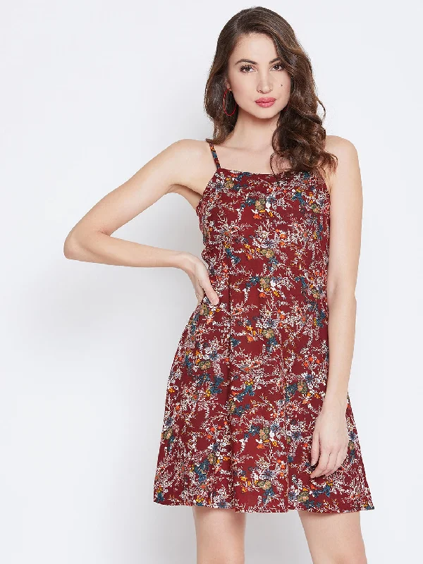 Berrylush Women Maroon & White Floral Printed Square Neck Fit & Flare Mini Dress Comfortable Linen Mini Dress Berrylush Women Maroon & White Floral Printed Square Neck Fit & Flare Mini Dress Comfortable Linen Mini Dress