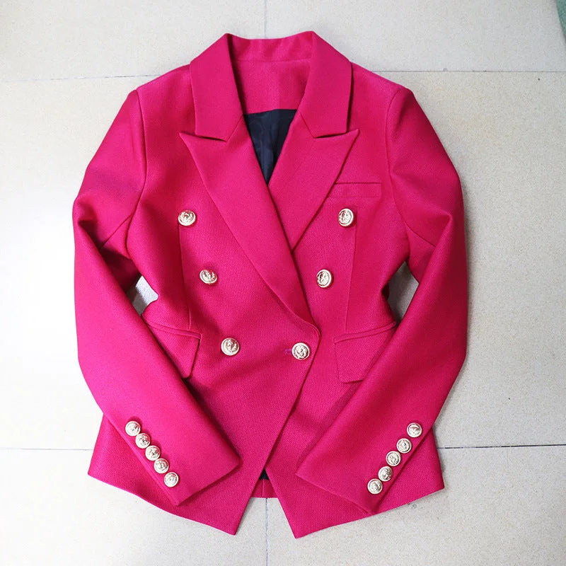 Vireous Rose Red Tailored Women's Double-Breasted Jacket Rayon Jacket Velvet Jacket Corduroy Jacket Vireous Rose Red Tailored Women's Double-Breasted Jacket Rayon Jacket Velvet Jacket Corduroy Jacket