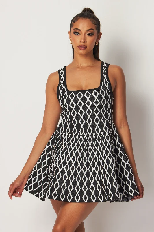 Coco Flare Tank Mini Dress Elegant Lace-Up Mini Dress