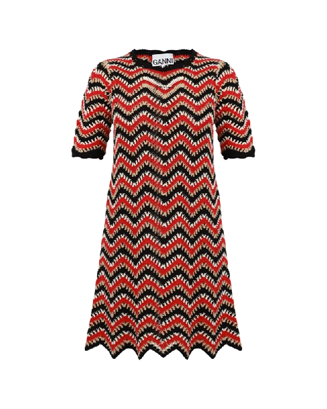 Cotton Crochet Mini Dress Cozy Sweater Mini Dress