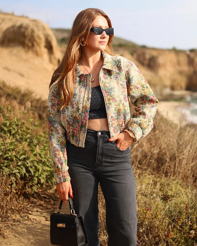Garden Fantasy Floral Tapestry Jacket Denim Jacket Leather Jacket Suede Jacket