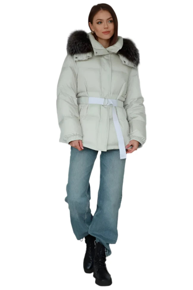 Genuine Silver Fox Down Fill Jacket Fleece Jacket Down Jacket Feather Jacket
