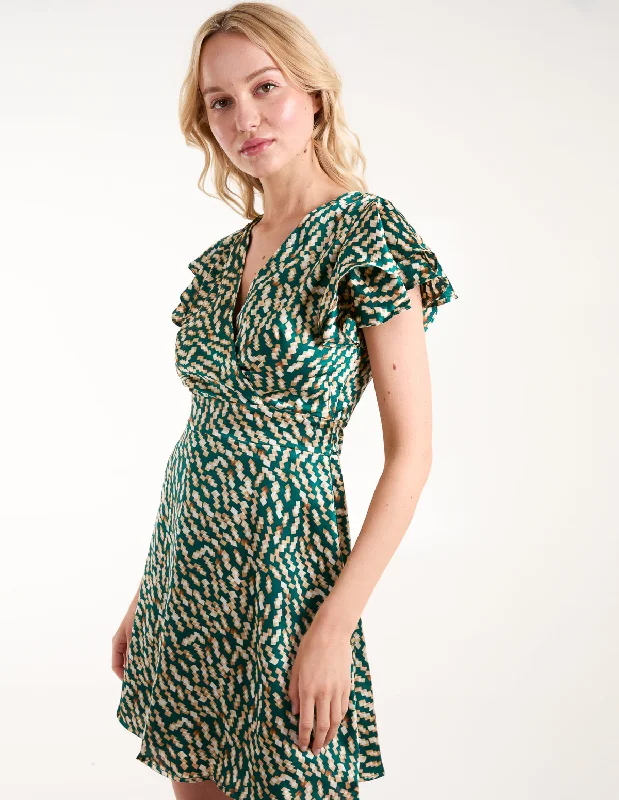 Wrap Ruffle Mini Dress Cozy Sweater Mini Dress